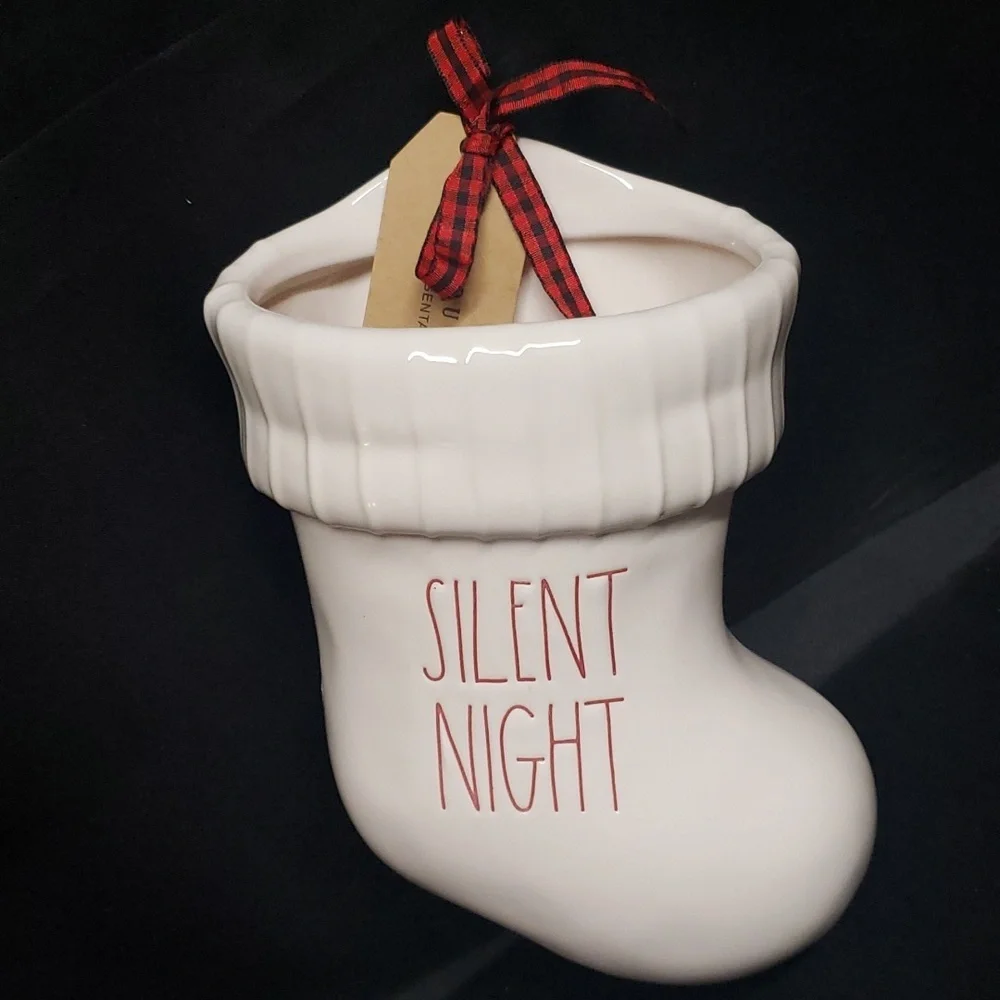 Rae Dunn NWT SILENT NIGHT Ceramic Christmas Stocking
